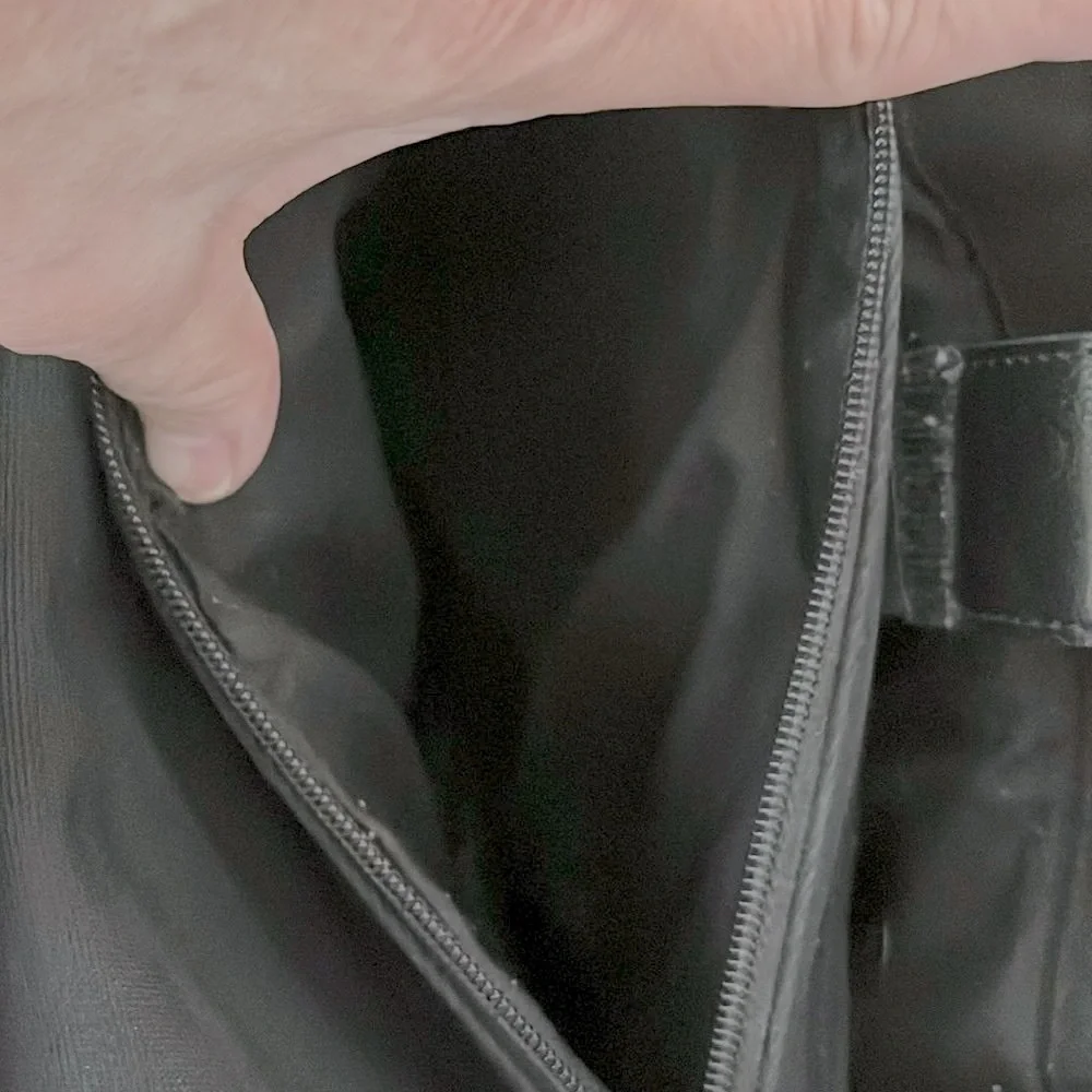 ETIENNE AIGNER VINTAGE LARGE SATCHEL TOTE LEATHER TRIMMED BAG BLACK